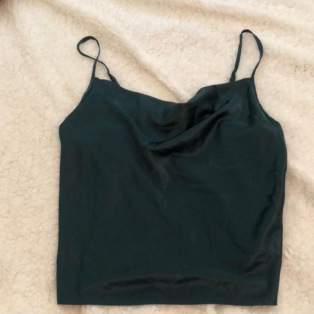 Cute emerald green spaghetti strap blouse